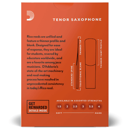 Rico By D'Addario Tenor Saxophone Reeds Strength 3.0 10 Pack