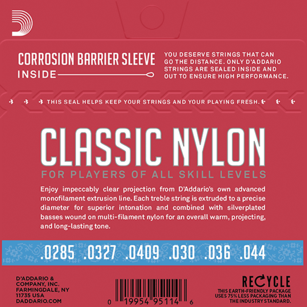 D'Addario EJ27H Student Nylon Classical Guitar Strings Hard Tension
