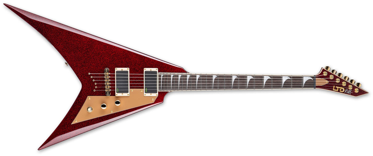 ESP LTD Kirk Hammett Signature V Electric Guitar in Red Sparkle