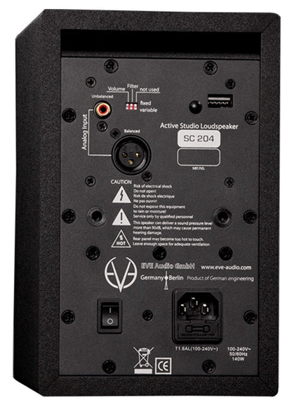 EVE Audio SC204 2 Way 4" Professional Studio Monitor Speaker
