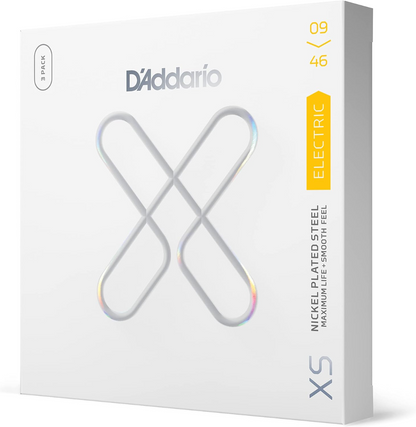 D'Addario XS Super Light Top Regular Bottom Coated Electric Guitar Strings 3 Pack 9-46 Gauge