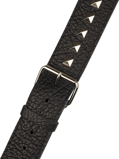Jackson 2.5" Pyramid Metal Stud Leather Strap in Black